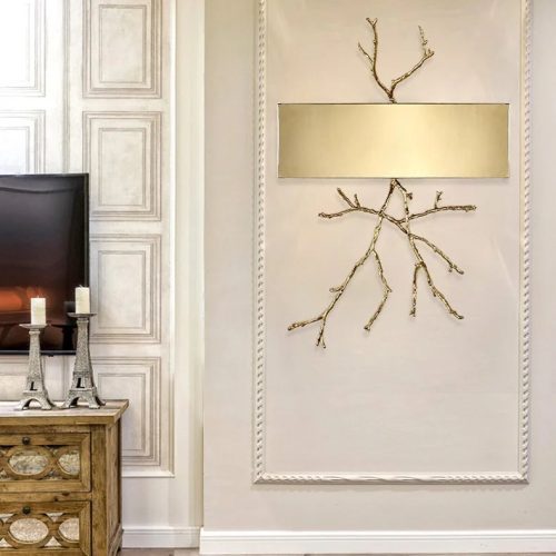 Golden LED Wall Lamp In Forest Style For Living Room For Bedroom