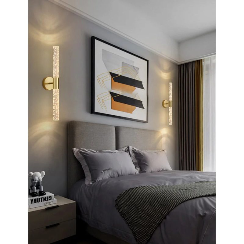 Golden Minimalistic LED Wall Sconce For Corridor For Bedroom