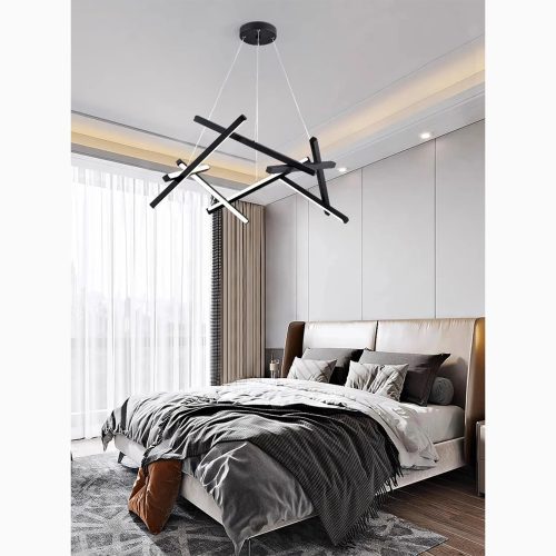 Hanging Black LED Chandelier For Bedroom For Living Room