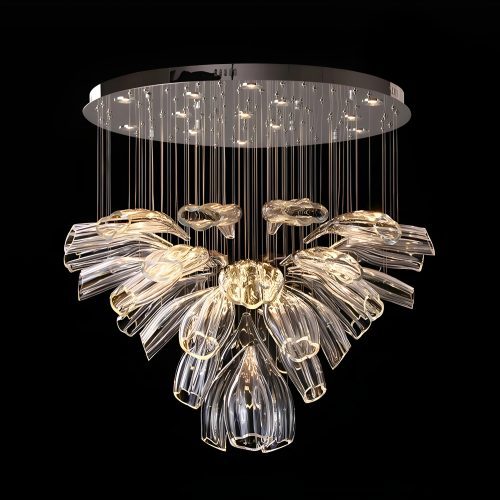 Pendant|Bright|Luxury|Glass|LED|Fixture|Silver|Warm|Light