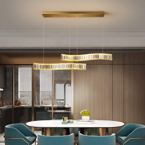 Induno Olona Modern Crystal S shaped LED Chandelier for Dining Room Bedroom Study