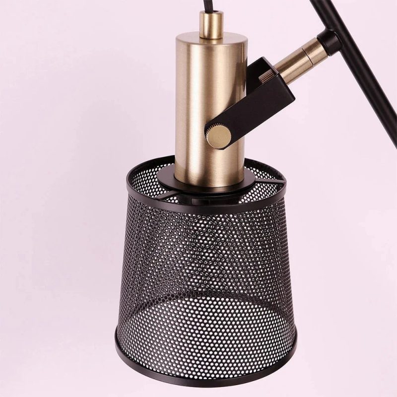 Industrial Retro Black Gold Iron Net Desk Adjustable Lamp