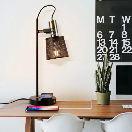 Industrial Retro Black Iron Net Desk Adjustable Lamp