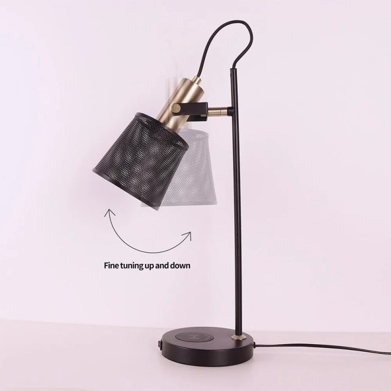 Industrial Retro Black Iron Net Desk Adjustable Lamp For Cabinet