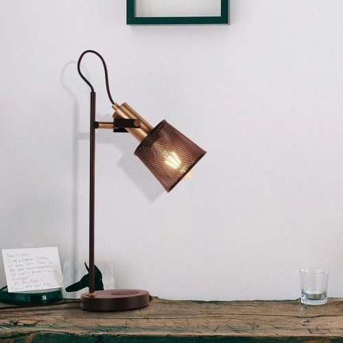 Industrial Retro Black Iron Net Desk Adjustable Lamp Wireless Charger USB Charger