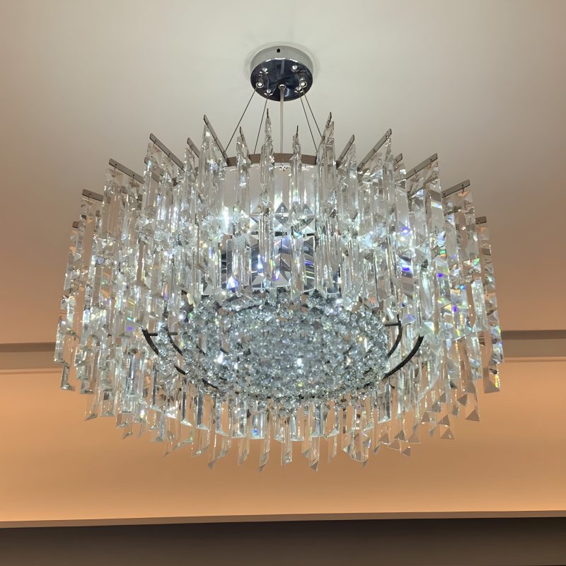 Ischia di Castro Modern Luxury Drum Crystal LED Chandelier in Creative Design Cool Light