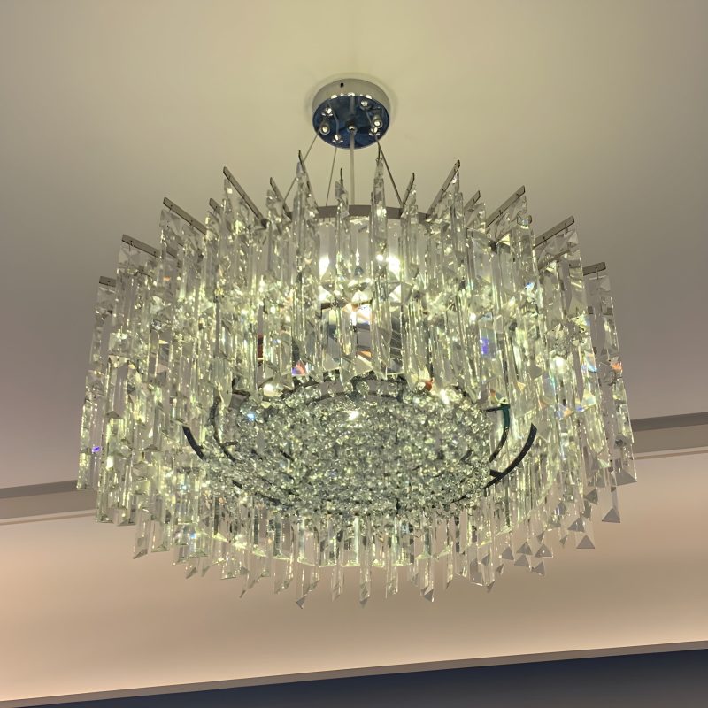 Ischia di Castro Modern Luxury Drum Crystal LED Chandelier in Creative Design Neutral Light