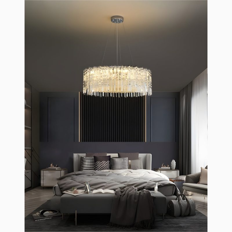 Ischia di Castro Modern Luxury Drum Crystal LED Chandelier in Creative Design for Bedroom