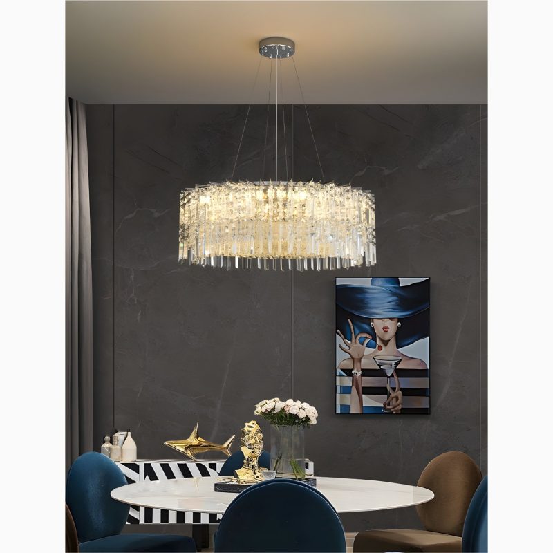 MIRODEMI Modern Luxury Drum Crystal LED Chandelier in Creative Design for Living Room, Bedroom