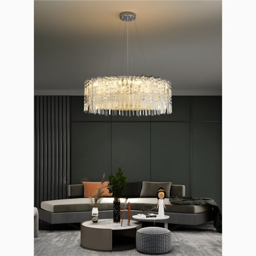 Ischia di Castro Modern Luxury Drum Crystal LED Chandelier in Creative Design for Hotel