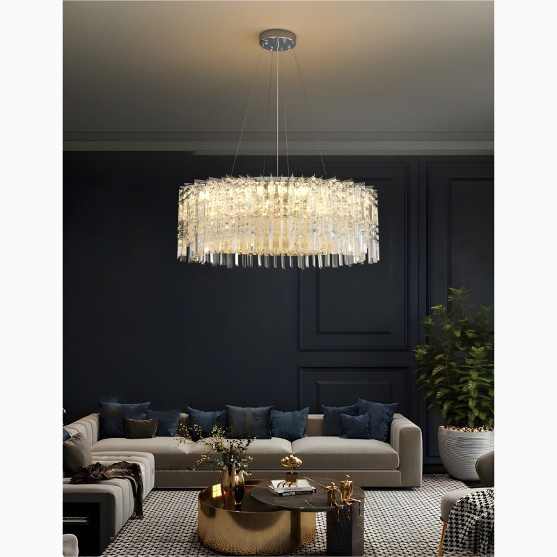 Ischia di Castro Modern Luxury Drum Crystal LED Chandelier in Creative Design for Living Room