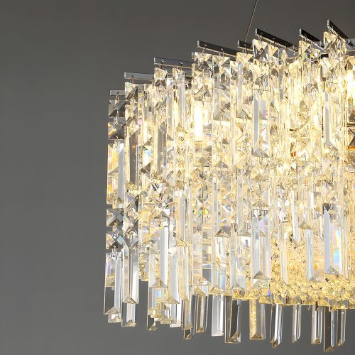 Ischia di Castro Modern Luxury Drum Crystal LED Chandelier in Creative Design in Detail