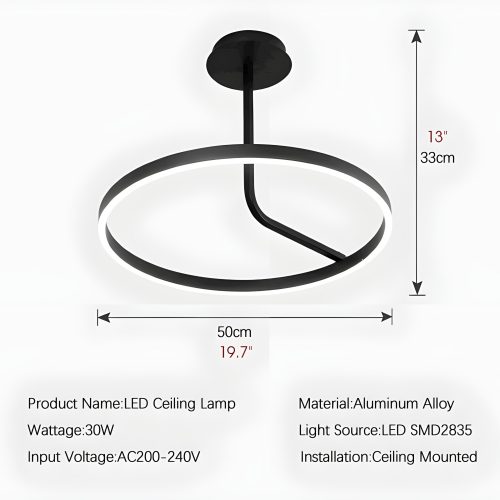 Isnello Round LED Ceiling Mounted Lamp Sizes