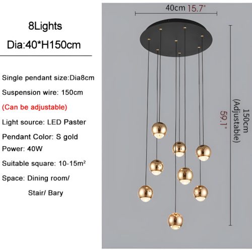 Laigueglia Gorgeous Crystal LED Chandelier Parameters