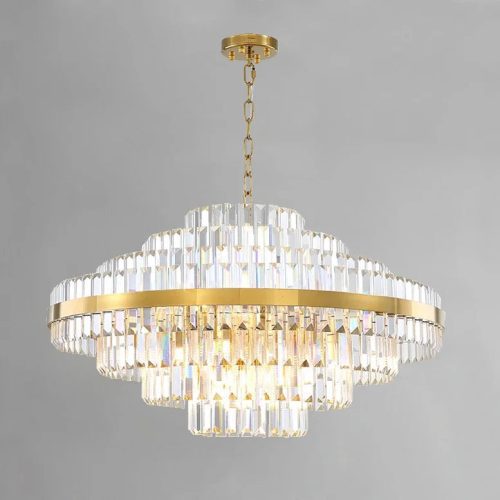 Large Chic Crystal Chandelier Round Gold Luxury Elegant Modern