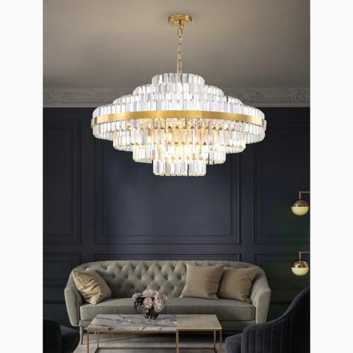 Large Crystal Hanging Chic Chandelier LED Gold Luxury Elegant For Master Bedroom For Living Room