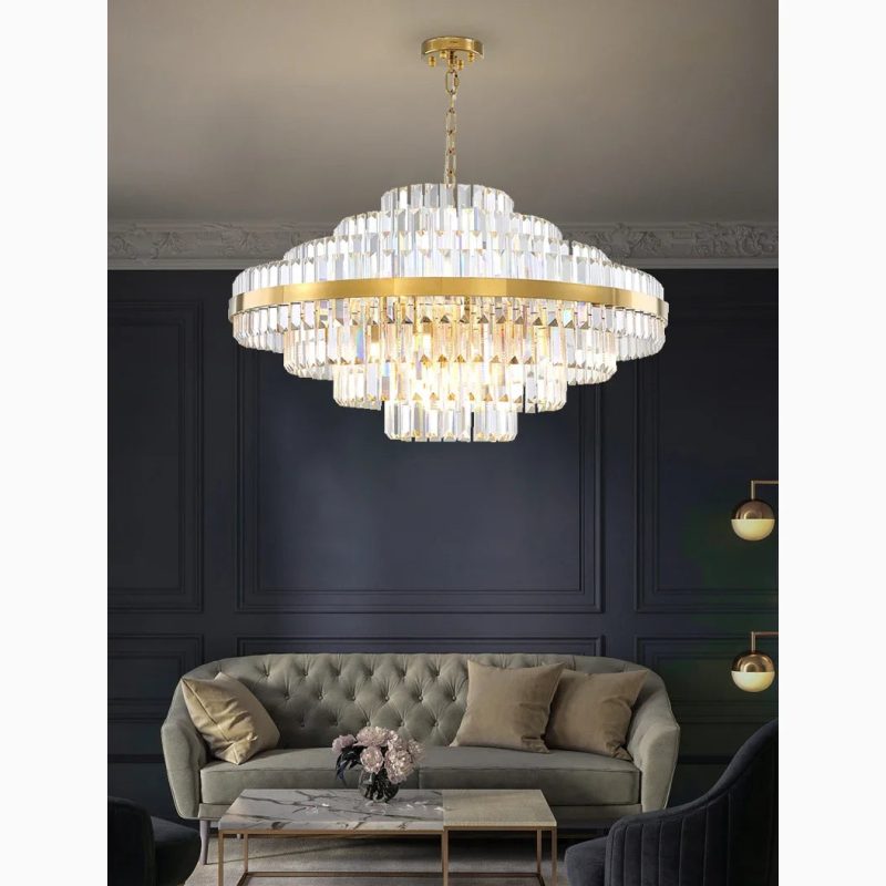 Large Crystal Hanging Chic Chandelier LED Gold Luxury Elegant For Master Bedroom For Living Room