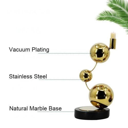 Luxury Gold Stainless Steel Balls Candle Holder For Living Room For Dining Room