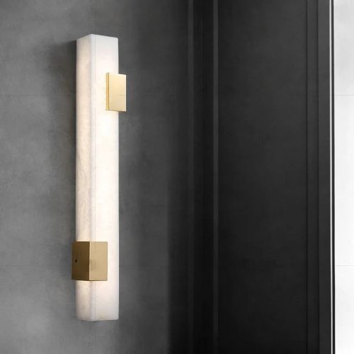 Marble|LED|Futuristic|White|Gold|Elegant|Luxury|Modern|Sconce