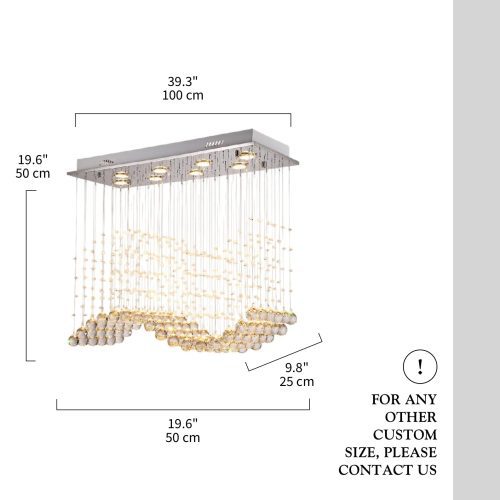 Luxury Rectangle Crystal LED Chandelier For Living Room For Dining Room