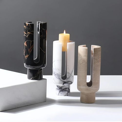 Luxury Vintage Marble Travertine Candle Holder