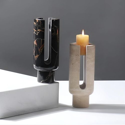 Luxury Vintage Marble Travertine Candle Holder For Dining Room