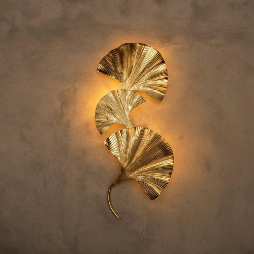 Modern|Gold|Silver|Leaf|Leaves|Luxury|LED|Sconce|Wall|Lamp