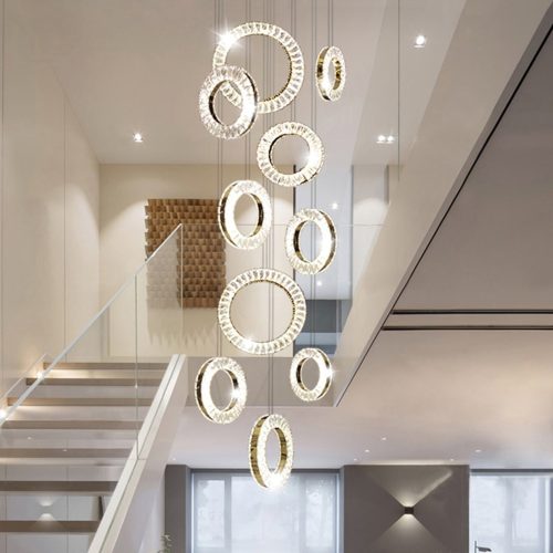 Luxury modern crystal chandelier for staircase long villa hallway hanging led cristal