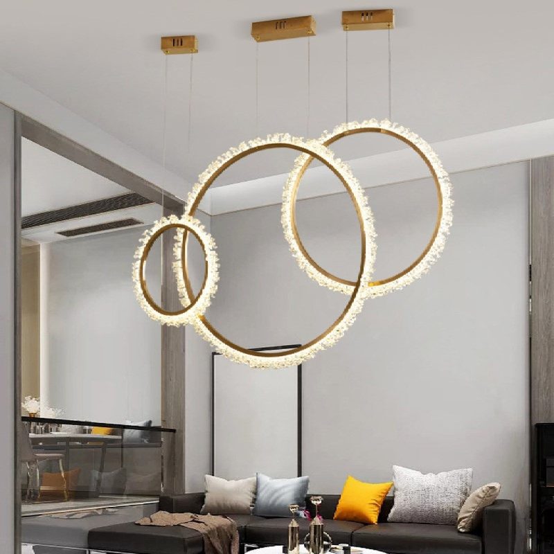 MIRODEMI Aarau Modern Crystal LED Luxury Pendant Chandelier in the Shape of Rings For Dining Room