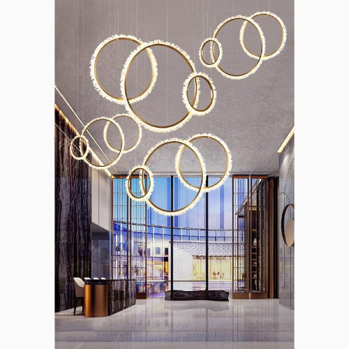 MIRODEMI Aarau Modern Crystal LED Luxury Pendant Lamp in the Shape of Rings For Dining Room