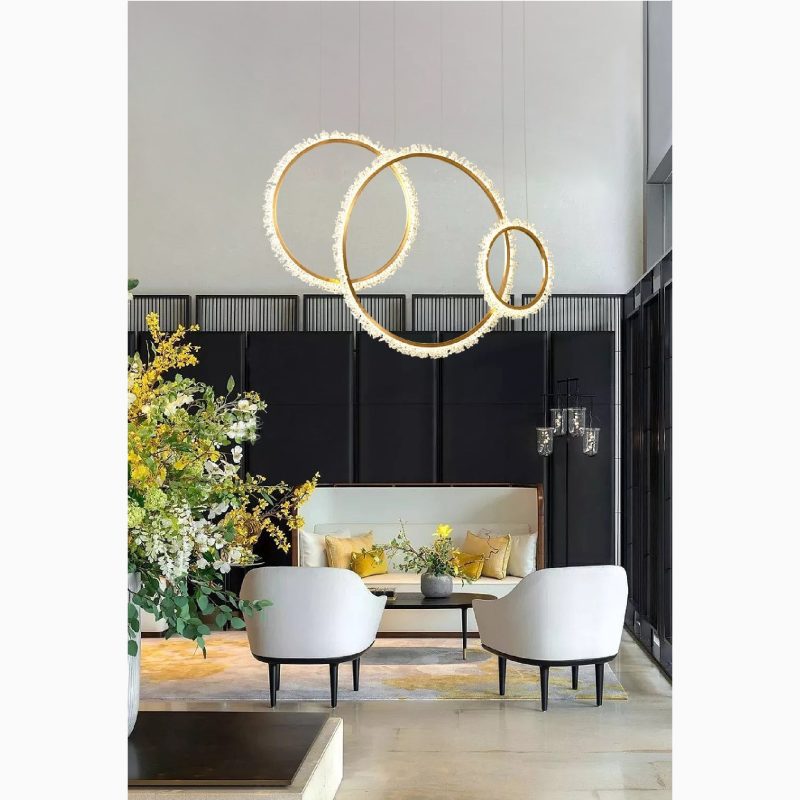 MIRODEMI Aarau Modern Crystal LED Luxury Pendant Light in the Shape of Rings For Dining Room