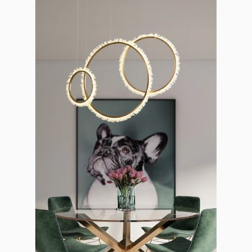 MIRODEMI Aarau Modern Crystal LED Pendant Chandelier in the Shape of Rings For Dining Room