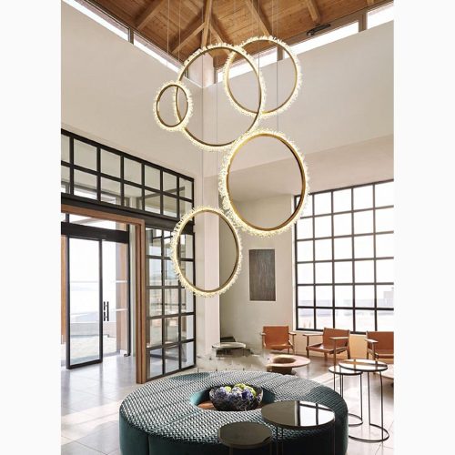 MIRODEMI Aarau Modern Crystal LED Pendant Lamp in the Shape of Rings For Dining Room