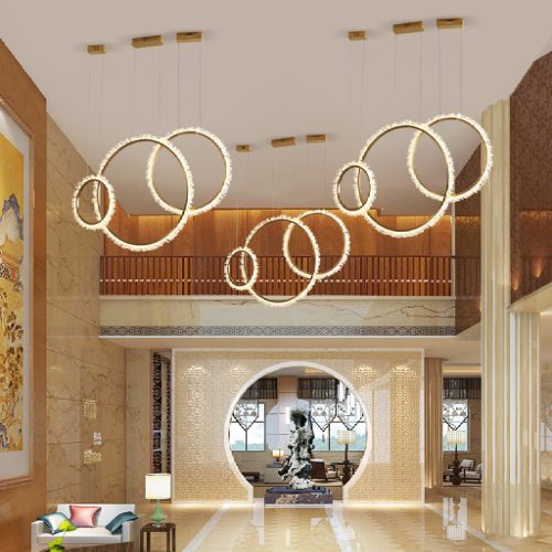 MIRODEMI Aarau Modern Crystal LED Pendant Lamp in the Shape of Rings for Kitchen