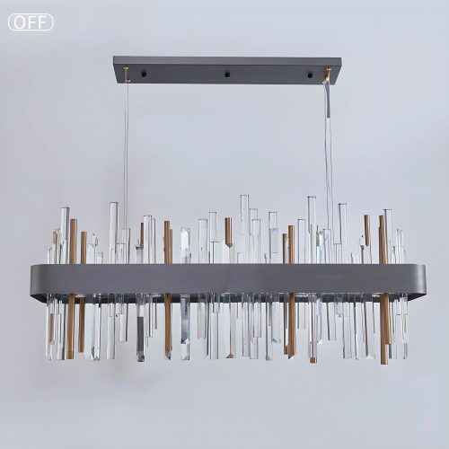 MIRODEMI AbanoTerme Classy Gold And Black Rectangle Crystal Chandelier for Dining Room