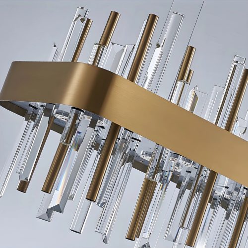 MIRODEMI AbanoTerme Gold And Black Luxury Rectangle Crystal Chandelier for Home