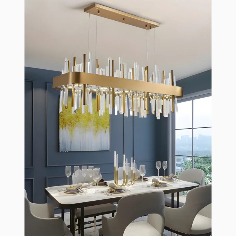 MIRODEMI Abano Terme | Gold And Black Rectangle Crystal Chandelier for House