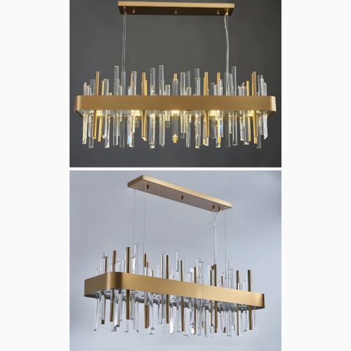 MIRODEMI AbanoTerme Gold And Black Rectangle Magical Crystal Chandelier for Dining Room