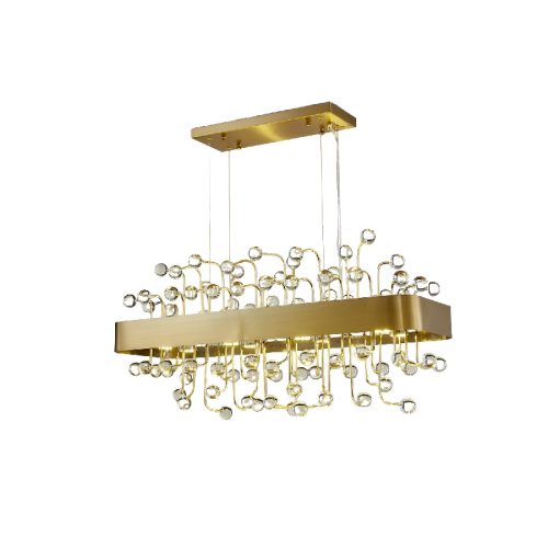 MIRODEMI® Abbadia San Salvatore | Creative Gold Rectangle Round Crystal Chandelier for Living room