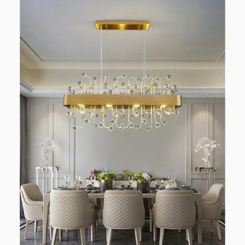 MIRODEMI Abbadia San Salvatore Gold Rectangle Colorful Crystal Chandelier for House