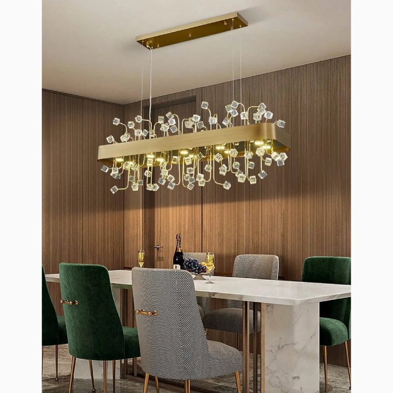 MIRODEMI Abbadia San Salvatore Lovely Gold Rectangle Colorful Crystal Chandelier for Living room