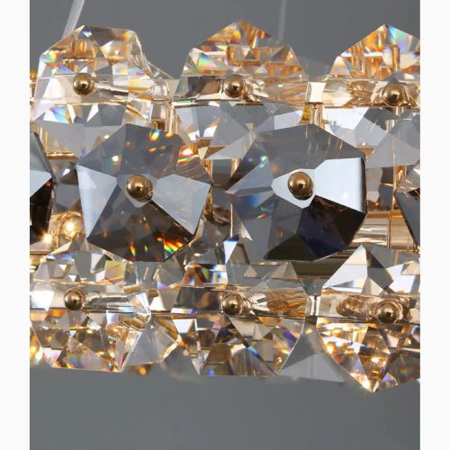 MIRODEMI Abbateggio Marvellous Rectangle Gold Crystal Modern Chandelier for Living Room