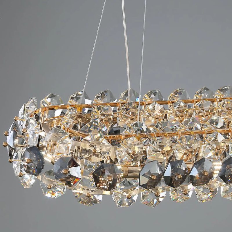 MIRODEMI Abbateggio Miracle Rectangle Gold Crystal Modern Chandelier for Living Room