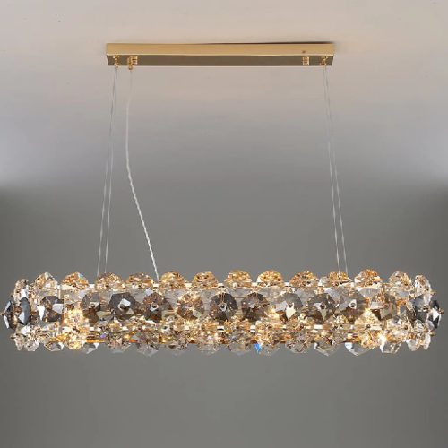 MIRODEMI Abbateggio Rectangle Elite Gold Crystal Modern Chandelier for Living Room