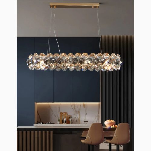 MIRODEMI Abbateggio Rectangle Gold Crystal Modern Chandelier for Living Room