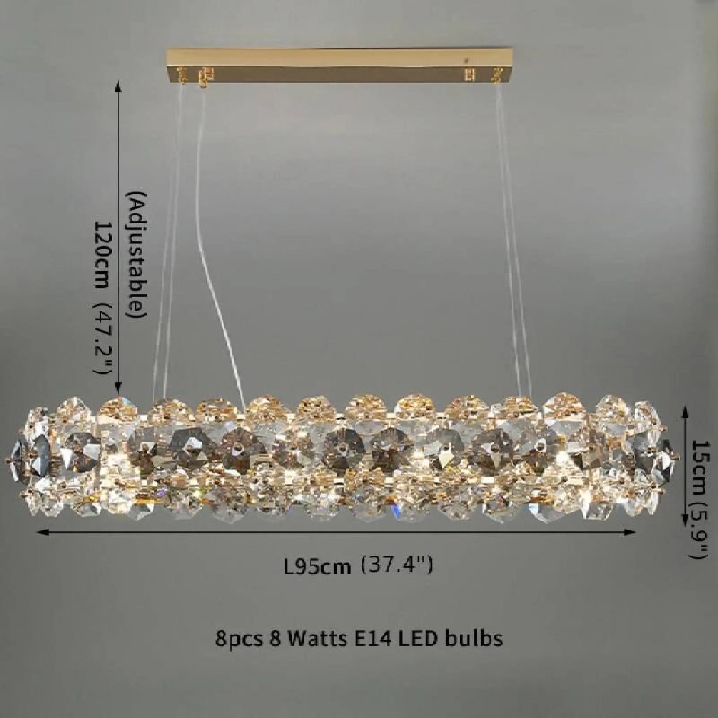 MIRODEMI Abbateggio Rectangle Golden Crystal Modern Chandelier for Living Room