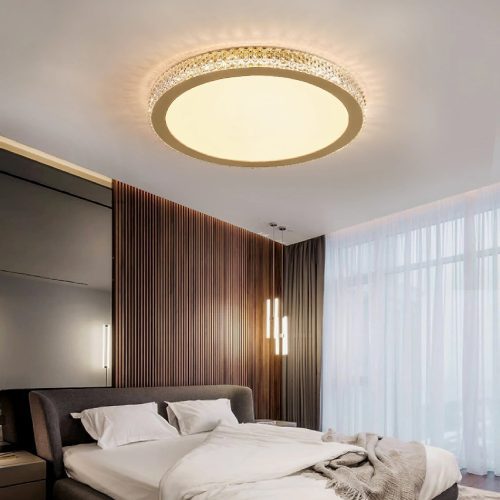 MIRODEMI® Abriola | Round golden Crystal LED Ceiling Light