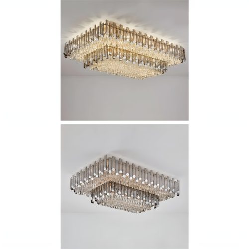 MIRODEMI Acciano Modern Rectangular Crystal LED Chandelier For Bedroom