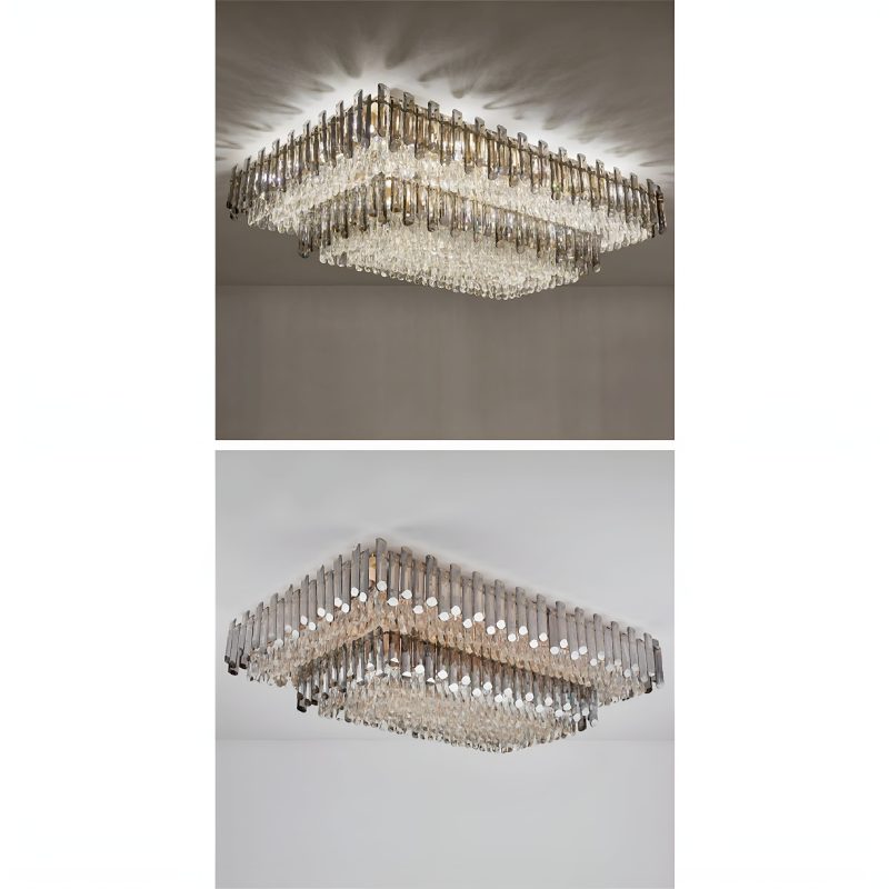 MIRODEMI Acciano Modern Rectangular Crystal LED Chandelier For Home