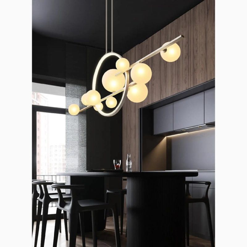 MIRODEMI Acqualagna Exclusive White Black Glass Bubble LED Chandelier For Dining room